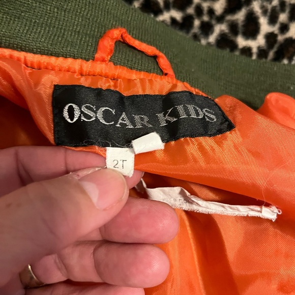 Oscar Kids Aviation Pilot Bomber Jacket Kid Size 2T Green W/ Patches Coat Winter - Picture 9 of 9